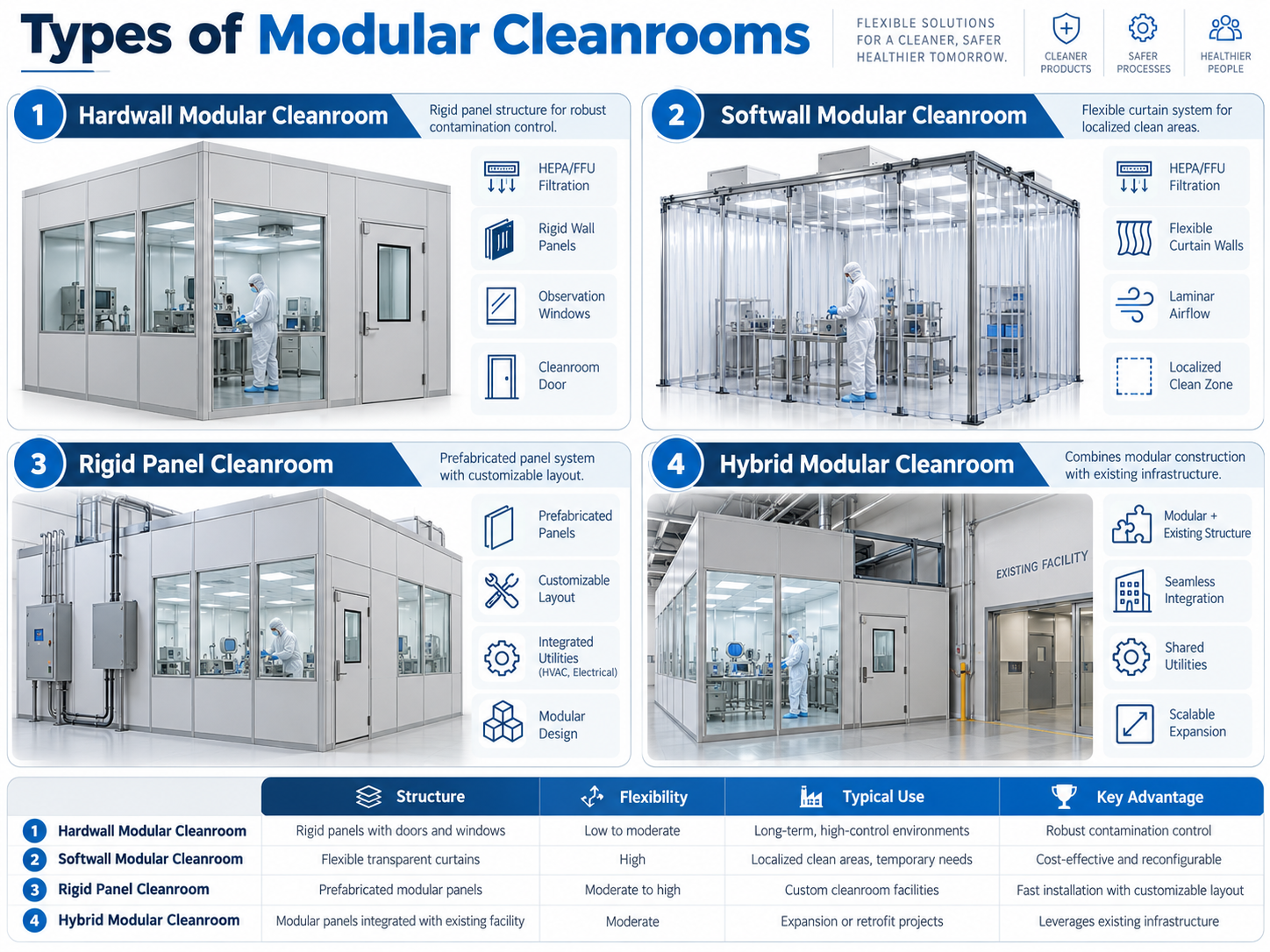 Tipos de salas blancas modulares