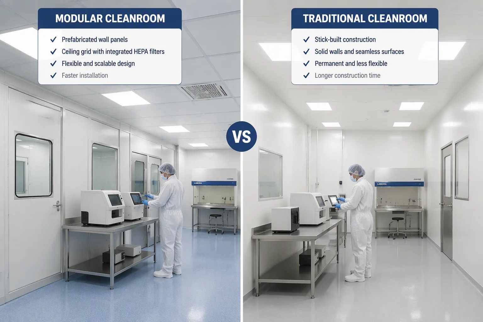 Salas limpias modulares versus tradicionales: diferencias y consideraciones clave